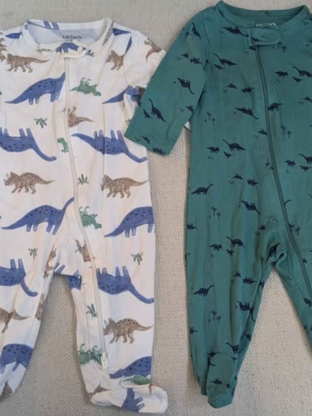 Carter's Dino Print Footed One-Piece Pajamas - White, Teal